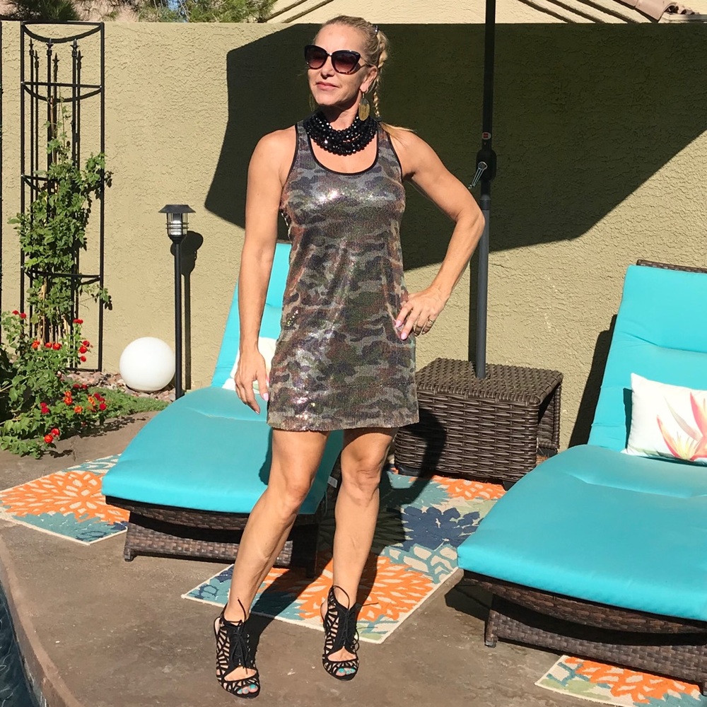 Betsey Johnson Sparkling Camouflage Mini Dress